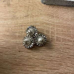 Lot of 3 Authentic Chanel Buttons Silver with Faux Pearl